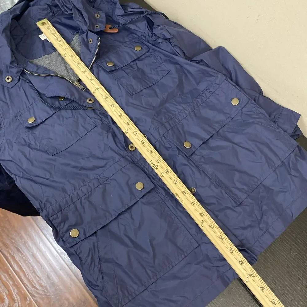 J.Crew Jacket Womens XXS Navy Blue Hooded Field Rain Utility Anorak Coat A6367
